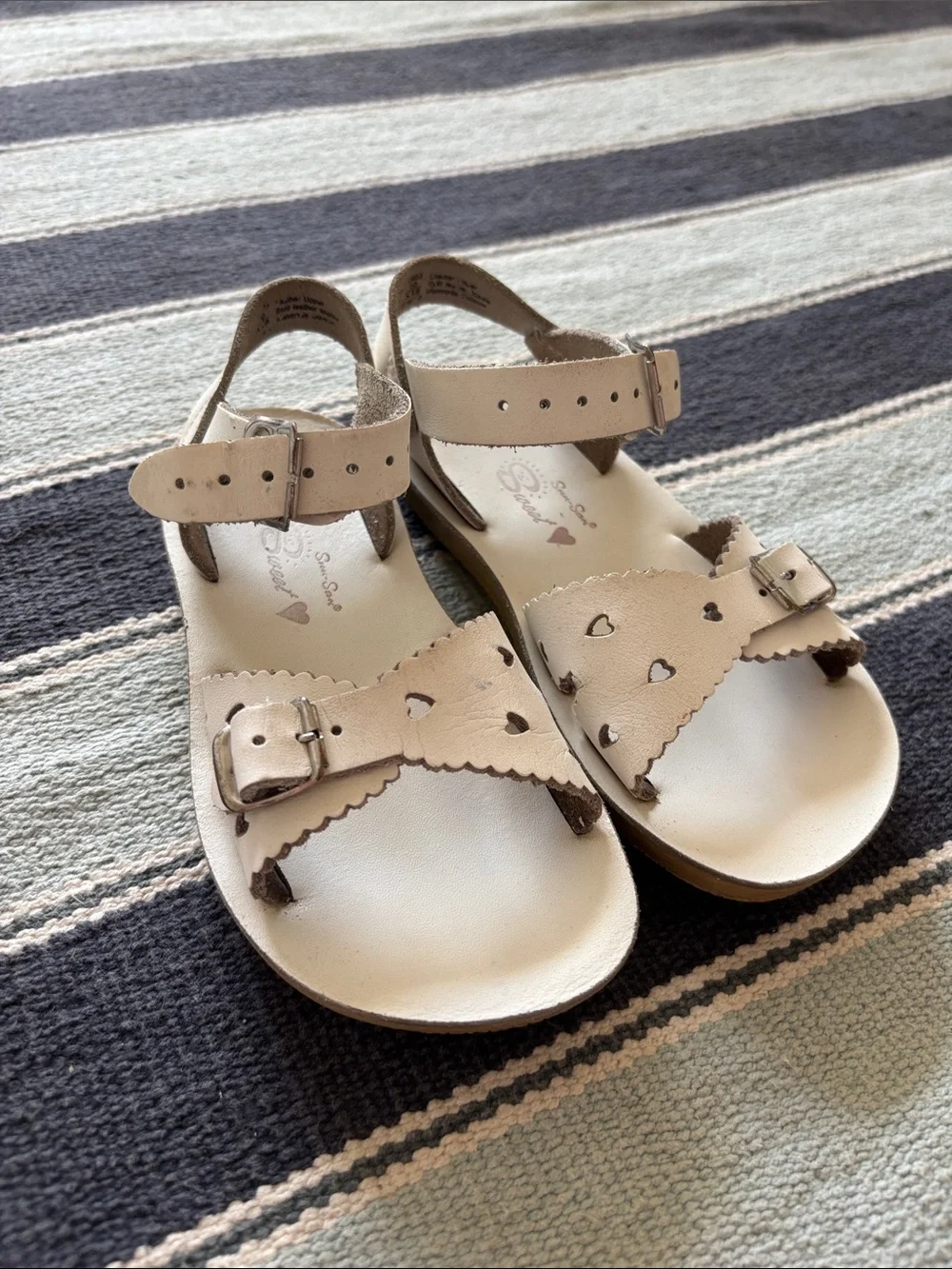Sun San Sweetheart sandals toddler girls 10 white